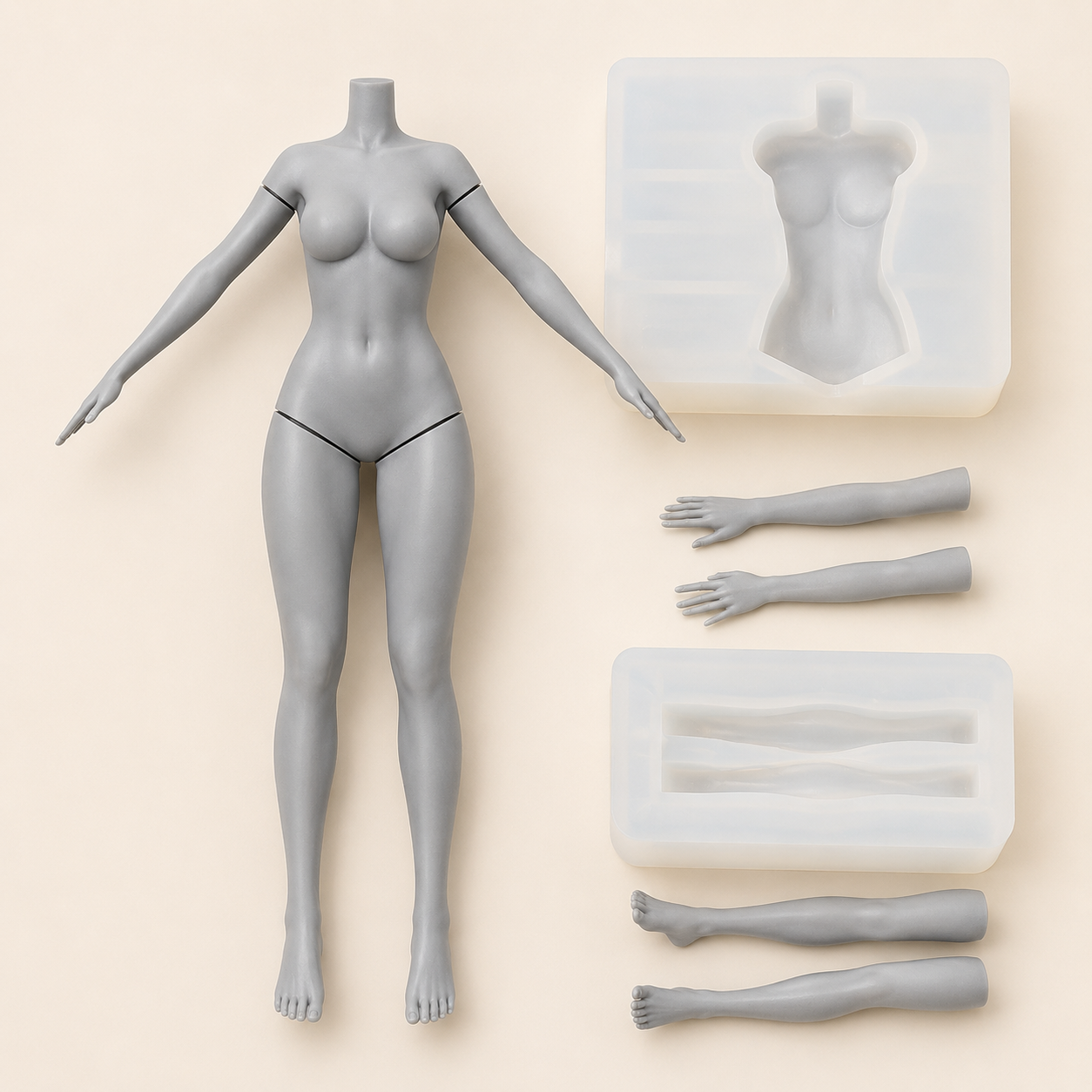 Proportional Female Body Silicone Mold product photo
